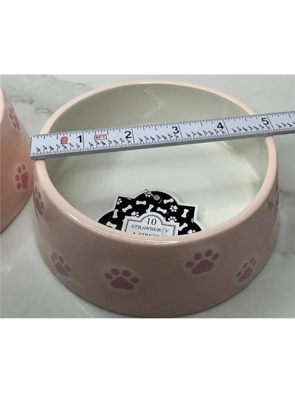 2 ~ 10 Strawberry Street Pet Bowl Pink Paw Small Ceramic New